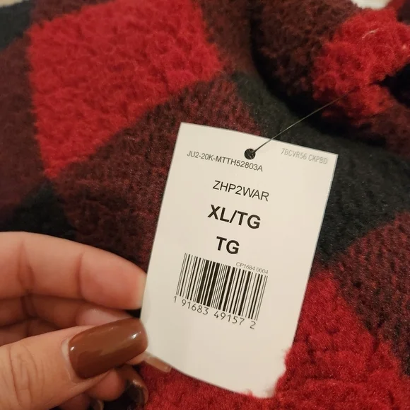 Wrangler NWT Womems Buffalo Plaid Sherpa Sweater 1/4 Zip Size XL - Picture 4 of 14